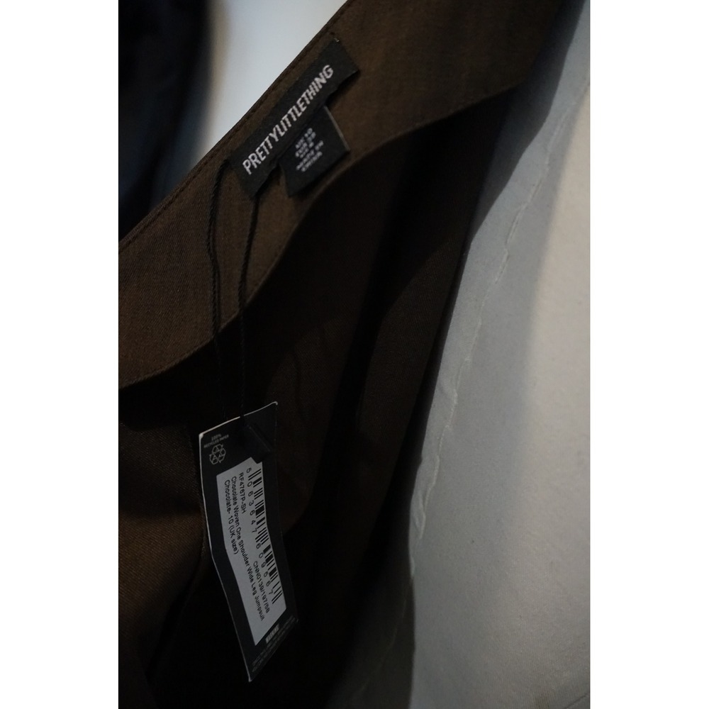 PrettyLittleThing One Shoulder Wide Leg Jumpsuit Chocolate Brown Size 6 NEW - Picture 6 of 8
